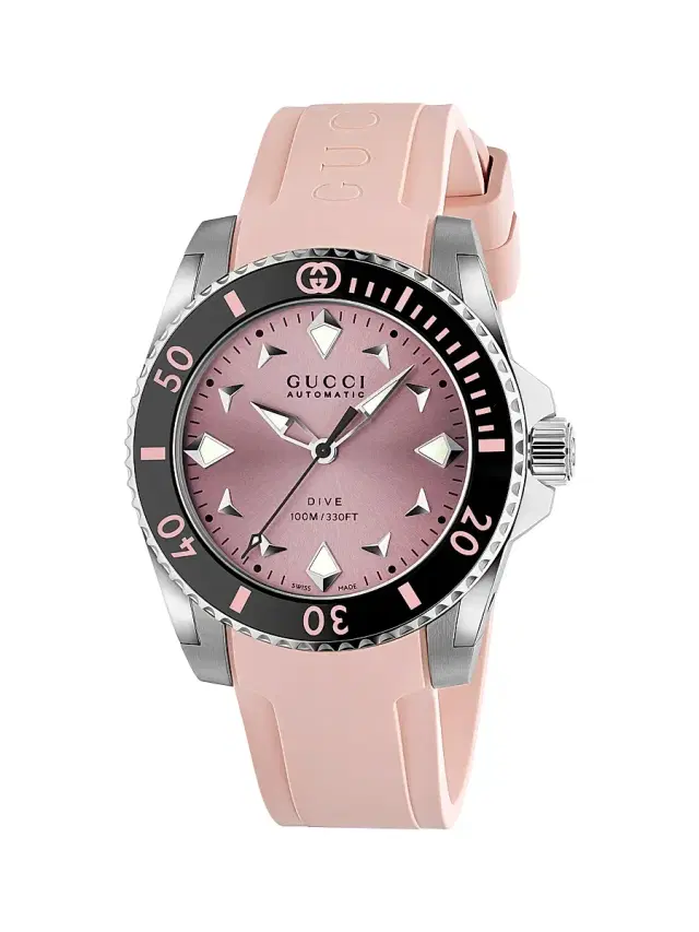 Men's  Dive Stainless Steel, Ceramic & Rubber Strap Watch/36MM - Pink