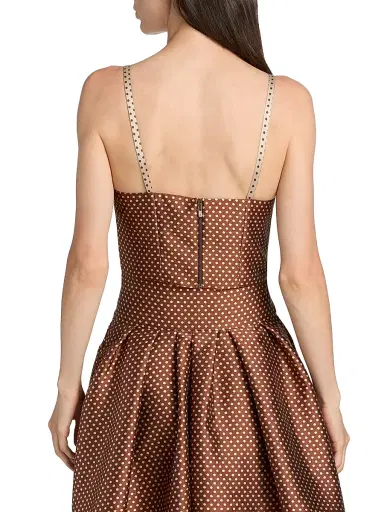 Rosie Assoulin Women's Halfway There Polka Dot Printed Crop Top - Brown Cream - Size 4 | Thumbnail 5