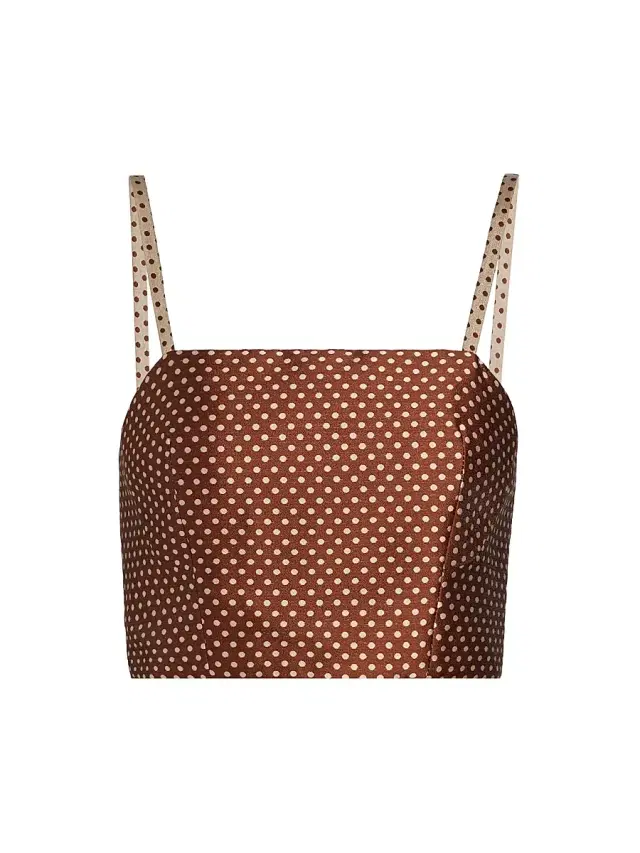 Women's Halfway There Polka Dot Printed Crop Top - Brown Cream