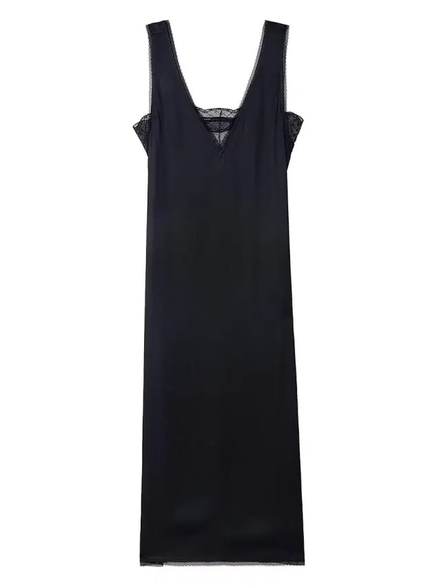 Women's Renzo Satin V-Neck Slip Dress - Black - Size Medium Women's Renzo Satin V-Neck Slip Dress - Black - Size Medium