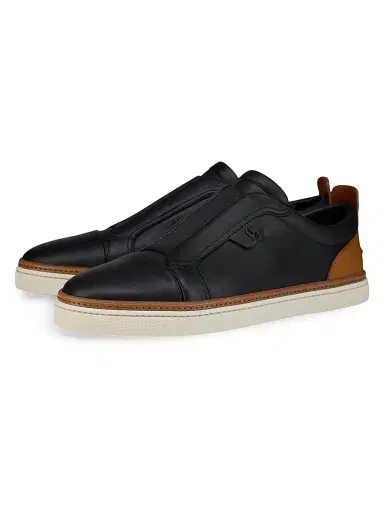 Christian Louboutin Men's Marcontonio Leather Sneakers - Black - Size 13.5 | Thumbnail 2