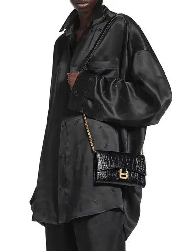 Balenciaga Women's Hourglass Wallet on Chain - Black | Thumbnail 3