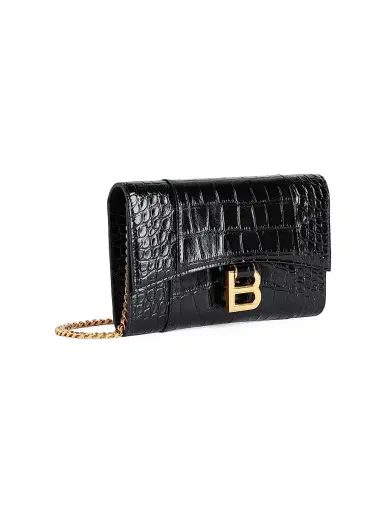 Balenciaga Women's Hourglass Wallet on Chain - Black | Thumbnail 5