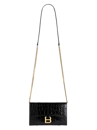 Balenciaga Women's Hourglass Wallet on Chain - Black | Thumbnail 1