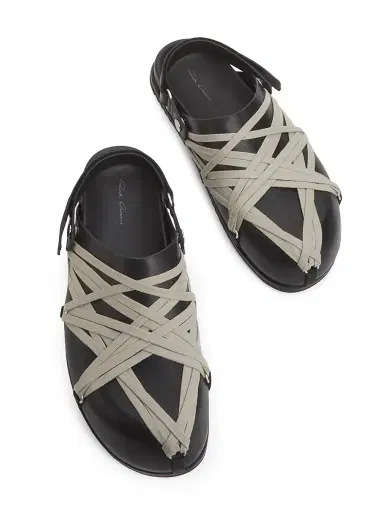 Rick Owens Men's Megalace Granola Leather Mules | Thumbnail 1