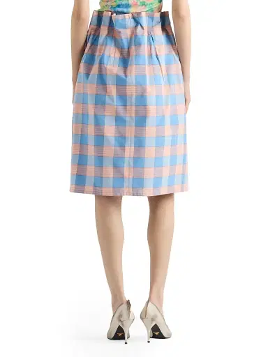 Prada Women's Checked Poplin Midi Skirt - Pink | Thumbnail 3