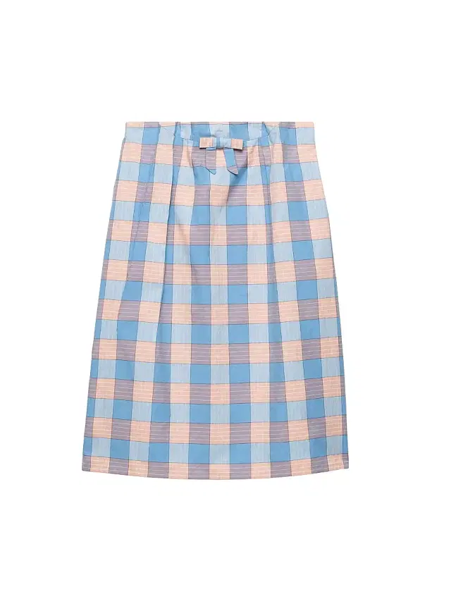 Women's Checked Poplin Midi Skirt - Pink