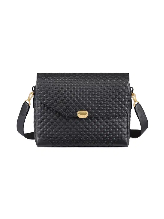 Stefano Ricci Men's Handmade Calfskin Leather Messenger Bag - Black