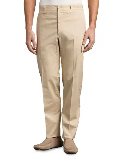Stefano Ricci Men's Cotton Blend Sports Trousers - Light Beige - Size 40 | Thumbnail 2