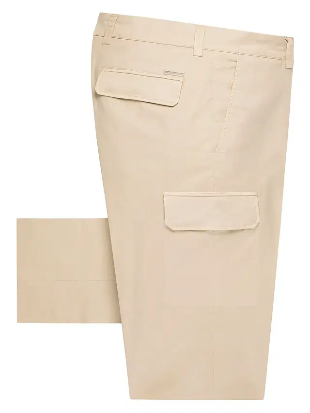 Men's Cotton Blend Sports Trousers - Light Beige