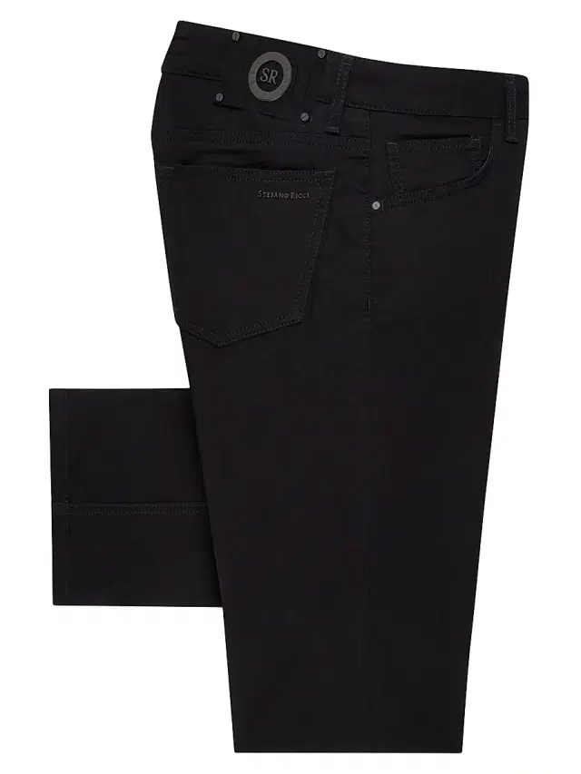 Men's Cotton Blend Tapered Jeans - Black