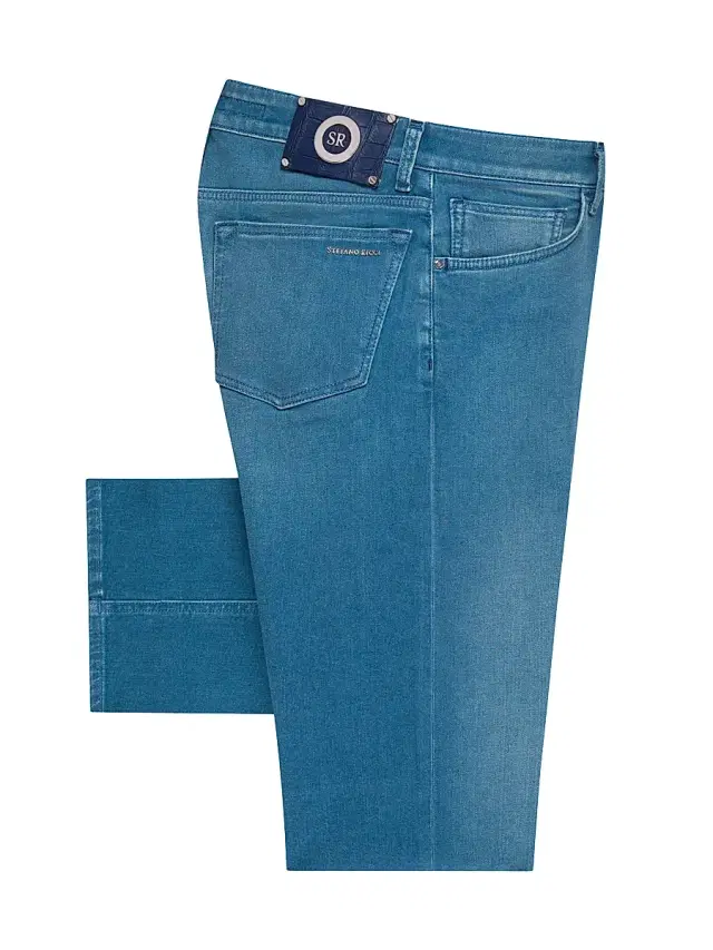 Men's Cotton Blend Tapered Jeans - Blue