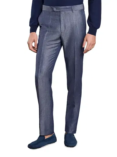Stefano Ricci Men's Linen & Wool Slim-Fit Trousers - Violet Blue - Size 36 | Thumbnail 2 Stefano Ricci Men's Linen & Wool Slim-Fit Trousers - Violet Blue - Size 36 | Thumbnail 2