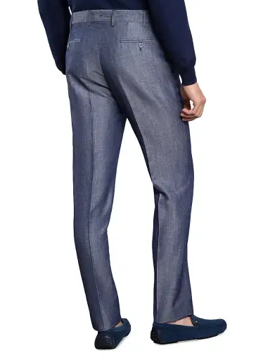 Stefano Ricci Men's Linen & Wool Slim-Fit Trousers - Violet Blue - Size 36 | Thumbnail 3 Stefano Ricci Men's Linen & Wool Slim-Fit Trousers - Violet Blue - Size 36 | Thumbnail 3