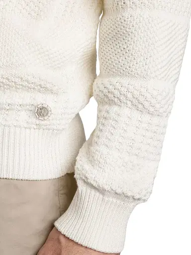 Stefano Ricci Men's Silk and Cotton Knit Mockneck Sweater - White - Size 46 | Thumbnail 5 Stefano Ricci Men's Silk and Cotton Knit Mockneck Sweater - White - Size 46 | Thumbnail 5