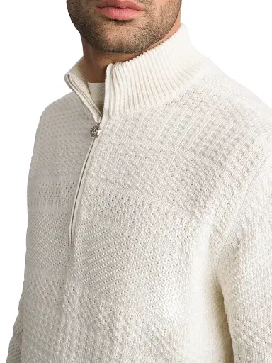 Stefano Ricci Men's Silk and Cotton Knit Mockneck Sweater - White - Size 46 | Thumbnail 6 Stefano Ricci Men's Silk and Cotton Knit Mockneck Sweater - White - Size 46 | Thumbnail 6