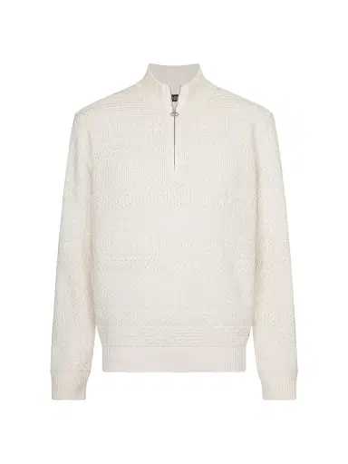 Stefano Ricci Men's Silk and Cotton Knit Mockneck Sweater - White - Size 46 | Thumbnail 1 Stefano Ricci Men's Silk and Cotton Knit Mockneck Sweater - White - Size 46 | Thumbnail 1
