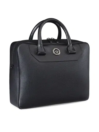 Stefano Ricci Men's Calfskin Leather Business Bag - Black | Thumbnail 2