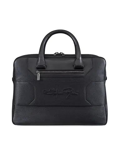 Stefano Ricci Men's Calfskin Leather Business Bag - Black | Thumbnail 3