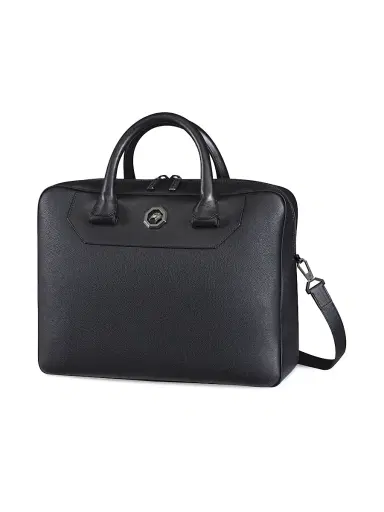 Stefano Ricci Men's Calfskin Leather Business Bag - Black | Thumbnail 4
