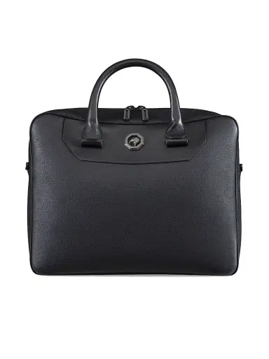 Stefano Ricci Men's Calfskin Leather Business Bag - Black | Thumbnail 1