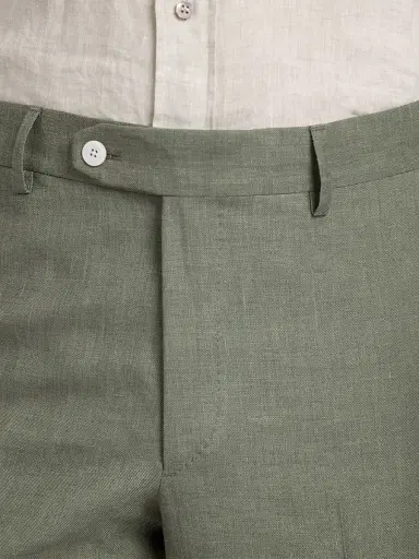 Stefano Ricci Men's Wool and Linen Blend Trousers - Olive | Thumbnail 6 Stefano Ricci Men's Wool and Linen Blend Trousers - Olive | Thumbnail 6