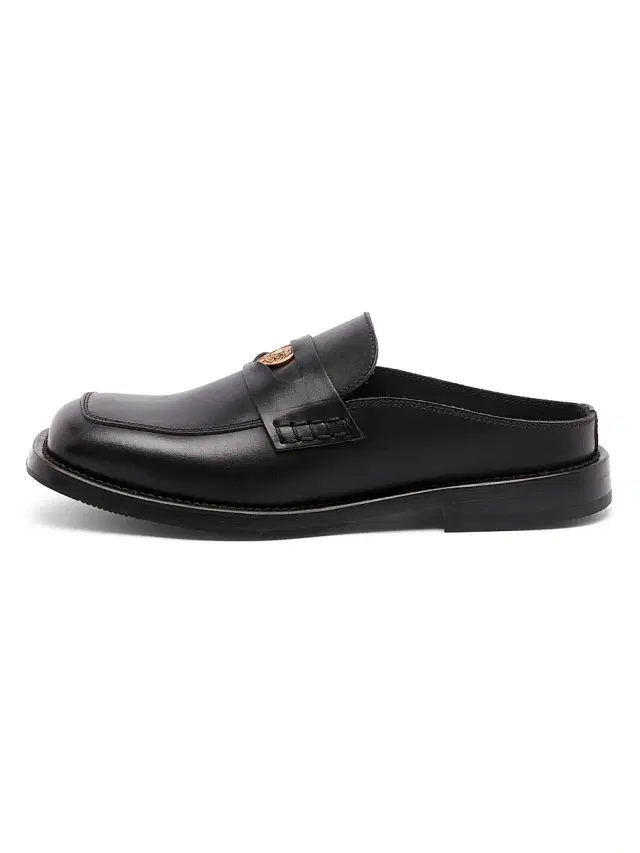 Men's Leather Open Back Penny Loafers - Black