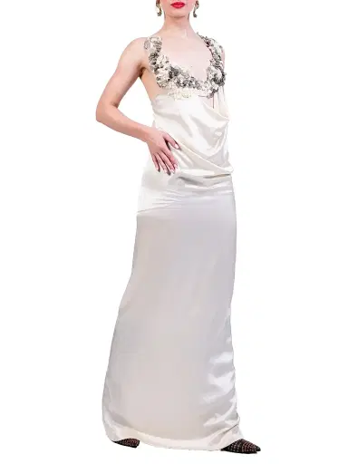 AKOK Anamika Khanna Women's Embellished Embroidered Silk Maxi Dress - Beige | Thumbnail 4 AKOK Anamika Khanna Women's Embellished Embroidered Silk Maxi Dress - Beige | Thumbnail 4