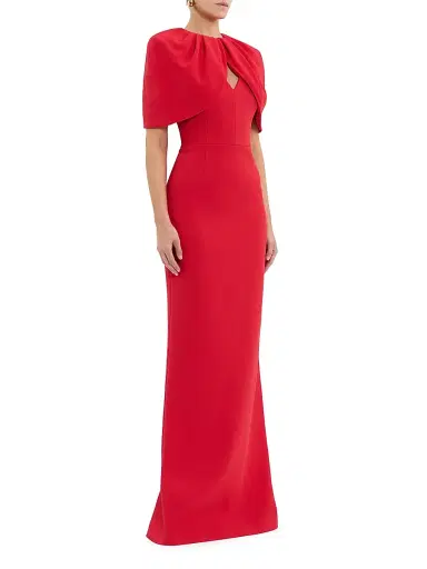 Rebecca Vallance Women's Cameron Cape-Sleeve Gown - Red | Thumbnail 3