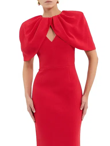 Rebecca Vallance Women's Cameron Cape-Sleeve Gown - Red | Thumbnail 5