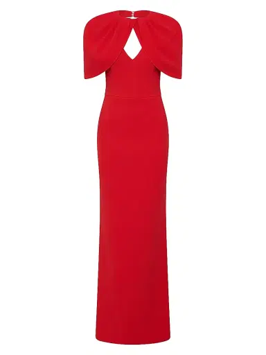 Rebecca Vallance Women's Cameron Cape-Sleeve Gown - Red | Thumbnail 1