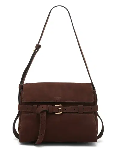 Moschino Women's Tie Me Nubuck Suede Shoulder Bag - Dark Brown | Thumbnail 1 Moschino Women's Tie Me Nubuck Suede Shoulder Bag - Dark Brown | Thumbnail 1