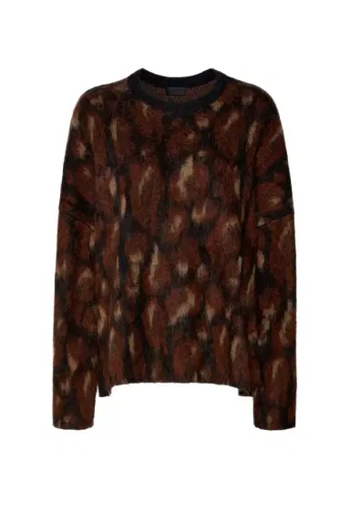 LAPOINTE Leopard Jacquard Crew Neck Sweater | Thumbnail 1 LAPOINTE Leopard Jacquard Crew Neck Sweater | Thumbnail 1
