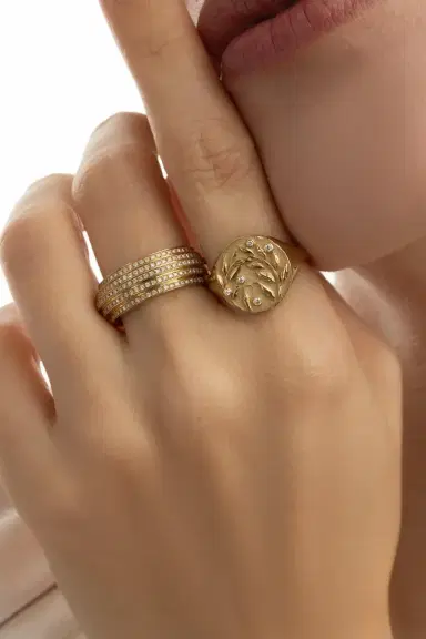 Azlee Olive Branch Coin Ring | Thumbnail 3