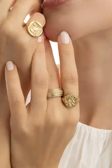 Azlee Olive Branch Coin Ring | Thumbnail 4