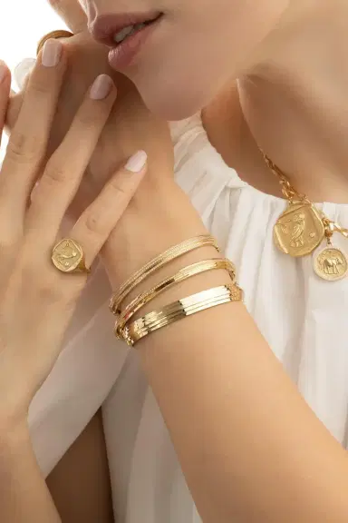 Azlee Three Tier Staircase Full Diamond Bangle Bracelet | Thumbnail 4