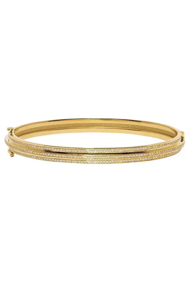 Azlee Three Tier Staircase Full Diamond Bangle Bracelet