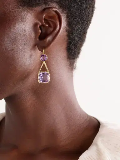 Ileana Makri Crown 18-karat Gold Amethyst Earrings | Thumbnail 2