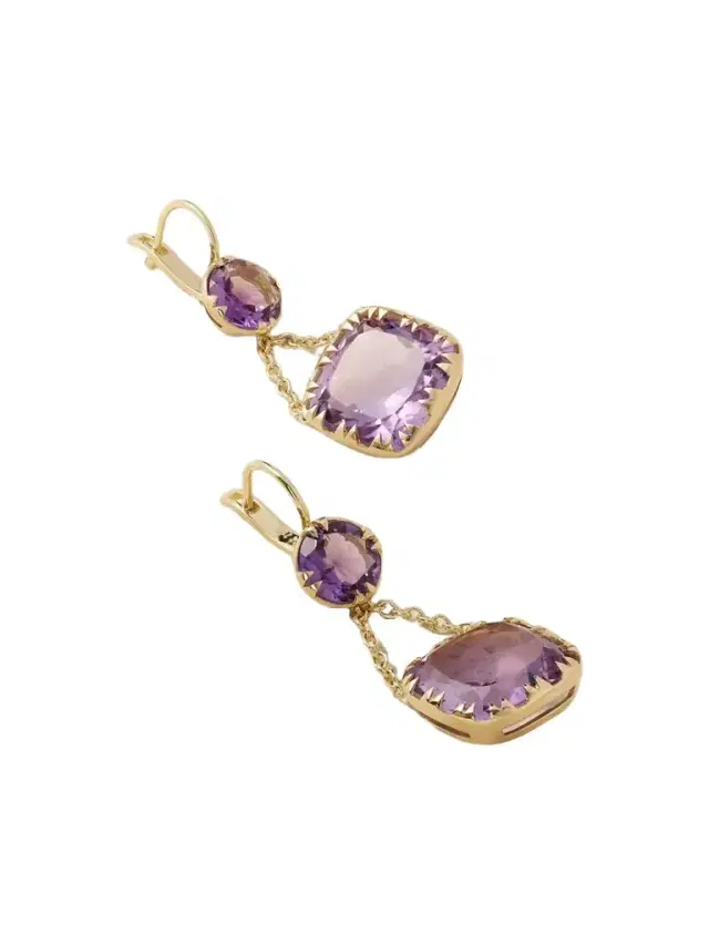 Ileana Makri Crown 18-karat Gold Amethyst Earrings