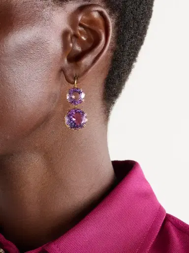 Ileana Makri Double Crown 18-karat Gold Amethyst Earrings | Thumbnail 2