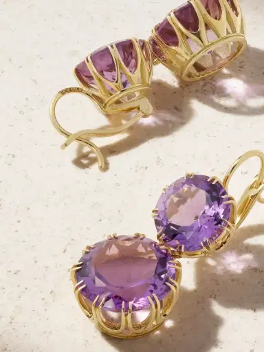 Ileana Makri Double Crown 18-karat Gold Amethyst Earrings | Thumbnail 3
