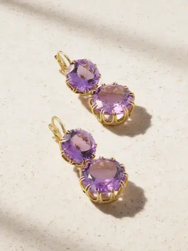 Ileana Makri Double Crown 18-karat Gold Amethyst Earrings | Thumbnail 1