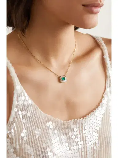 SHAY Mini Deco 18-karat Gold, Emerald And Diamond Necklace | Thumbnail 2 SHAY Mini Deco 18-karat Gold, Emerald And Diamond Necklace | Thumbnail 2