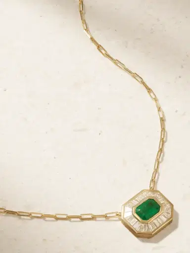 SHAY Mini Deco 18-karat Gold, Emerald And Diamond Necklace | Thumbnail 1 SHAY Mini Deco 18-karat Gold, Emerald And Diamond Necklace | Thumbnail 1