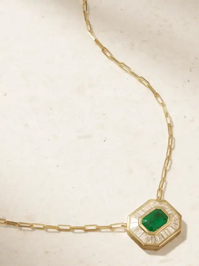 Mini Deco 18-karat Gold, Emerald And Diamond Necklace Mini Deco 18-karat Gold, Emerald And Diamond Necklace