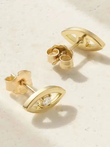 Jennifer Meyer Evil Eye Mini 18-karat Gold Diamond Earrings | Thumbnail 3