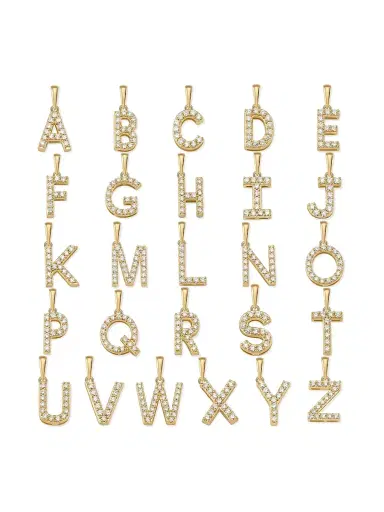 Oradina Women's 14K Yellow Gold Luxe Letter Diamond Initial Pendant Charm - Letter X Gold | Thumbnail 2