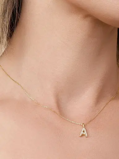 Oradina Women's 14K Yellow Gold Luxe Letter Diamond Initial Pendant Charm - Letter X Gold | Thumbnail 4