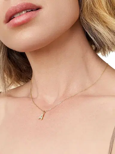 Oradina Women's 14K Yellow Gold Luxe Letter Diamond Initial Pendant Charm - Letter X Gold | Thumbnail 5