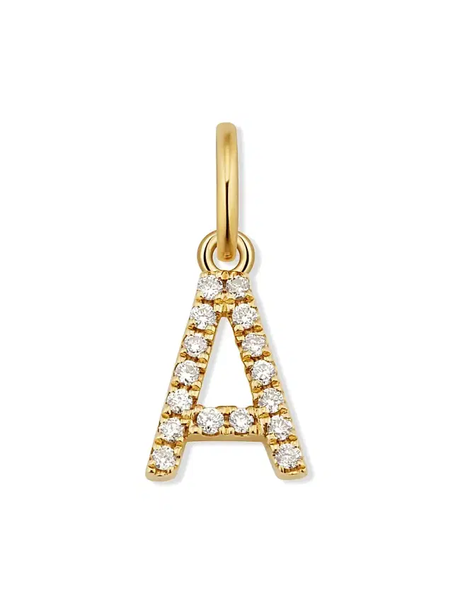 Women's 14K Yellow Gold My Letter Diamond Initial Pendant Charm - Initial A